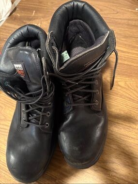 Timberland PRO Men's Black Work Boots with Orange Accents